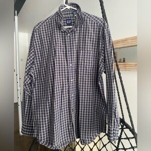 GAP Men's Checkered Blue and White Shirt